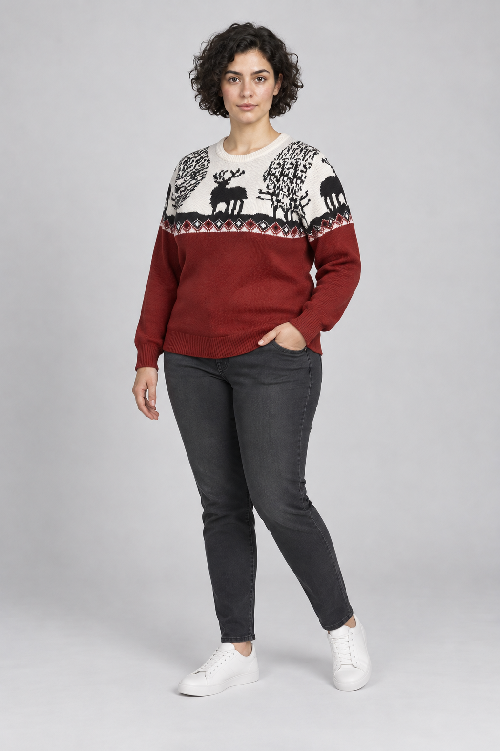 boohooMAN Red Christmas Jumper